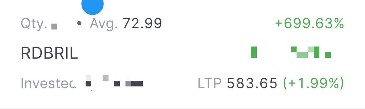 tradingwithps's tweet photo. #RDBRIL
(600% clubπ)
73 to 583πππ
2% upper circuit today π«Άπ«Ά
Running profit 699% ππ
Holding days 303 days
Disc : holding from 73 level
Not a recommendation for buy or sell
#microcap #MULTIBAGGER #LONGTERM https://t.co/oP1pLH0dBN