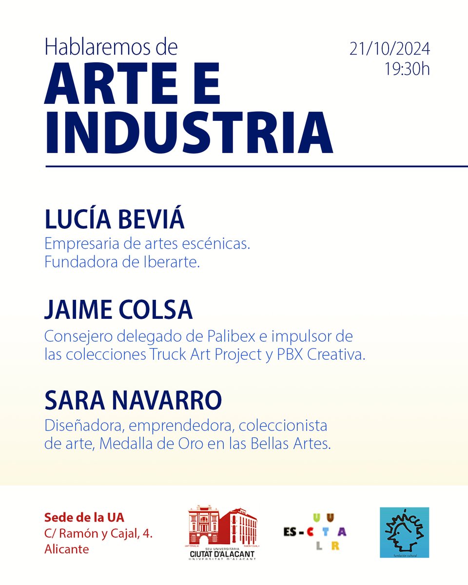 Esta tarde a las 19,30 h participaré en un debate sobre arte e industria organizado por la <a href="/UA_Universidad/">Universidad de Alicante UA</a>. Si te interesa, puedes verlo online en este enlace:

si.ua.es/es/videostream…

#ColeccionismoCorporativo #PBXCreativa #TruckArtProject