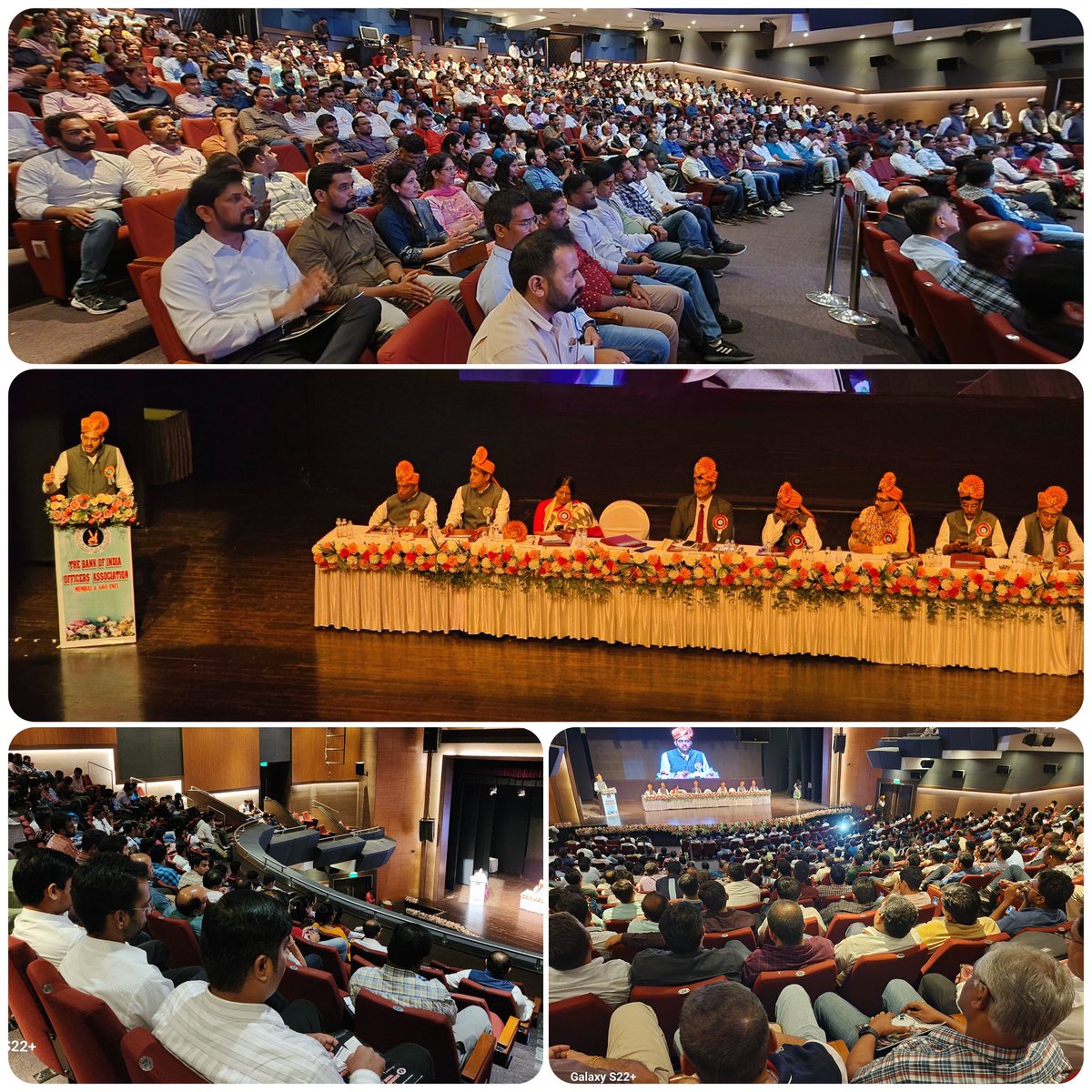 nilesh_pawar15's tweet photo. "Majestic" is truly the word that best captures the essence of the 52nd Annual General Meeting of our @BOIOAMNG which we concluded with great joy. The event was filled with enthusiasm and energy as over 1,100 officers gathered from all corners of Mumbai, Thane, Navi Mumbai, Gujarat FEBO, Raigad, and Goa. Special recognition goes to our comrades from Gujarat FEBO, Raigad, and Goa, whose unwavering presence made a lasting impression.

We were honored to have the august presence of distinguished dignitaries, including FBOIOA President @GaletinageshG, CGM HR Rajesh Ingle Ji, AIBOC Executive Vice President Dilip Sahaji, Chairman @sanjaybpi, Working President @ShvetangT Advisor Sunil Lakraji, GM HR Smt. Shampa Biswas Ji, along with several of our esteemed Federation leaders, Zonal Managers, Deputy General Managers, Deputy Zonal Managers, and Assistant General Managers. We are deeply grateful to them for taking the time from their busy schedules to grace the occasion.

The event was marked by meaningful discussions on critical issues affecting the officers' fraternity, enriched by the engaging exchange of views between the Management and the Trade Union. The clear and thoughtful presentations by all speakers, advocating for the interests of the officer fraternity and the sustainable growth of our institution, undoubtedly inspired attendees to embrace their responsibilities with deeper understanding and commitment.

Words cannot express our gratitude to every individual who attended, despite their personal and professional commitments. A heartfelt cheer and a big salute to our camaraderie, which will only continue to strengthen with each passing day!