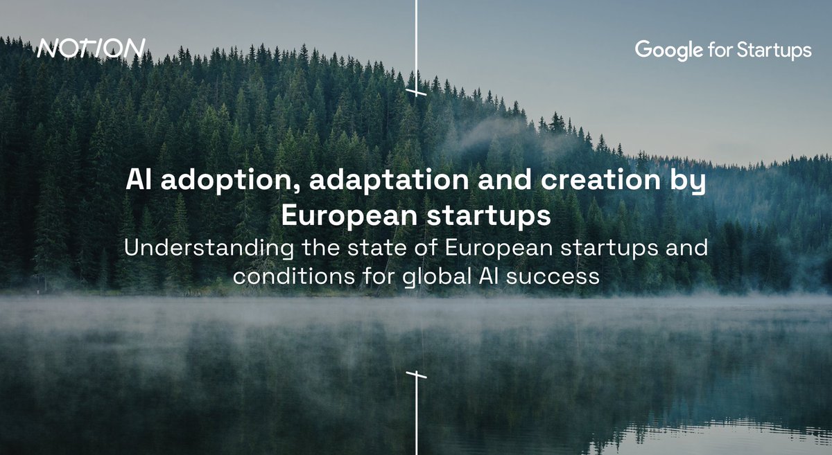 #AI is transforming the European #startup landscape, driving innovation and growth in every industry 🚀

Check out the latest report in collaboration with @NotionCapital, to learn the impact of AI adoption on value creation, efficiency and acceleration.
🔗goo.gle/3A9SAFB