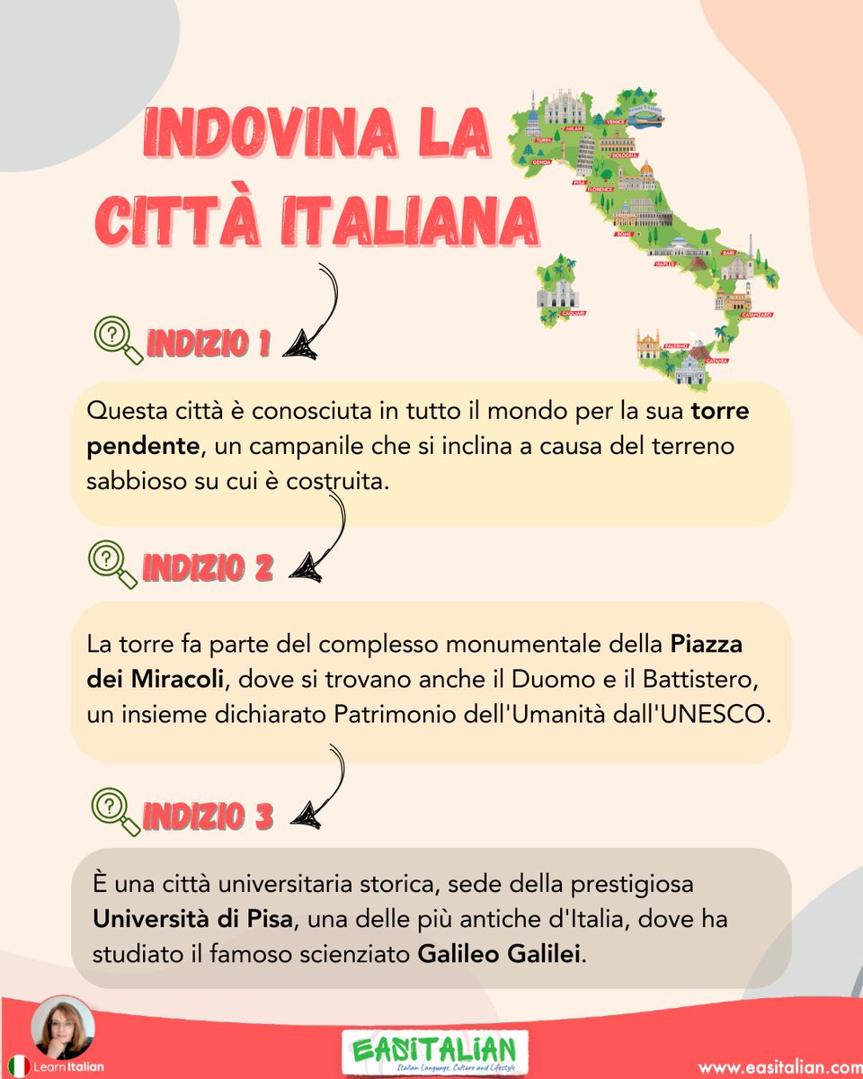 Hello, dear italian learners!  Can you guess the Italian city. Drop your guesses in the comments!#LearnItalian #ItalianLanguage #ItalianLessons #SpeakItalian #ItalianVocabulary #ItalianGrammar #ItalianForBeginners #LanguageLearning #ItalianCulture #FluentInItalian