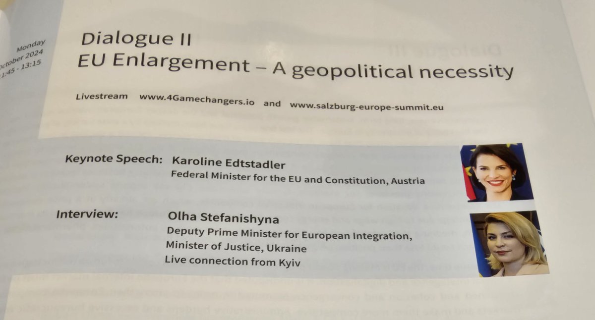 VKhymynets's tweet image. Der 20.Salzburg Europe Summit #IRE

Starkes Video-Statement von 🇺🇦 Vize-Ministerpräsidentin @StefanishynaO : die EU-Mitgliedschaft ist ein natürliches Ziel für das 🇺🇦 Volk. EU-Beitritt ist eine starke  Motivation für die 🇺🇦 (Regierung und Zivilgesellschaft) für weitere Reformen