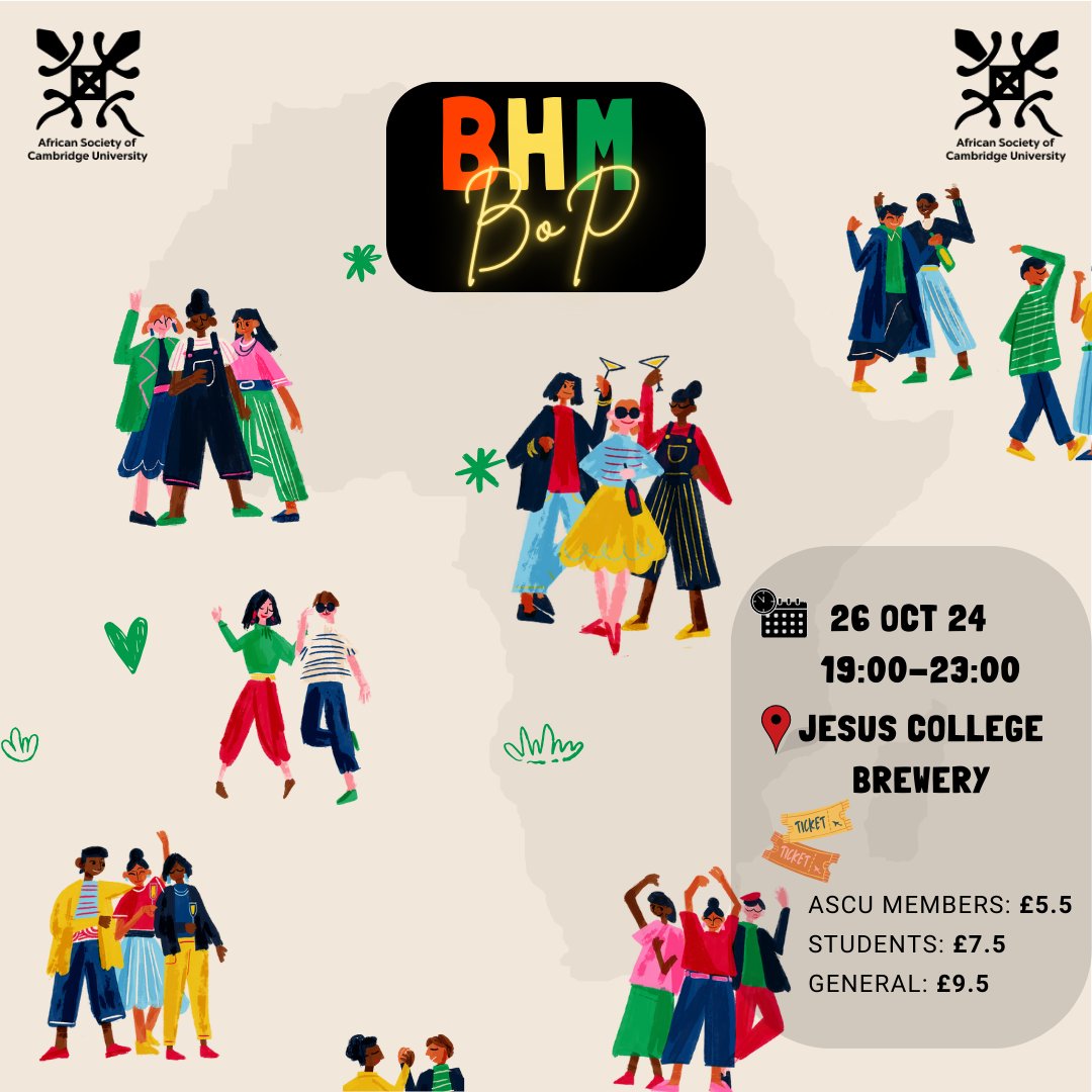 Get ready to be part of our BHM BOP this Saturday in the Brewery <a href="/JesusCollegeCam/">Jesus College</a>  🥳
Get your outfit ready, up yourself for some dance and fun. 
Grab your ticked on cambridgesu.co.uk/events/6191/18…