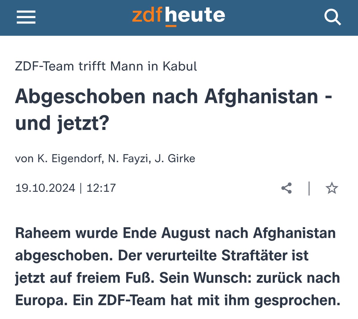 argonerd's tweet photo. Hat das ZDF auch nur ein einziges Opfer der nach Afghanistan abgeschobenen Gewaltverbrecher besucht? https://t.co/Q4ivyIt0dp