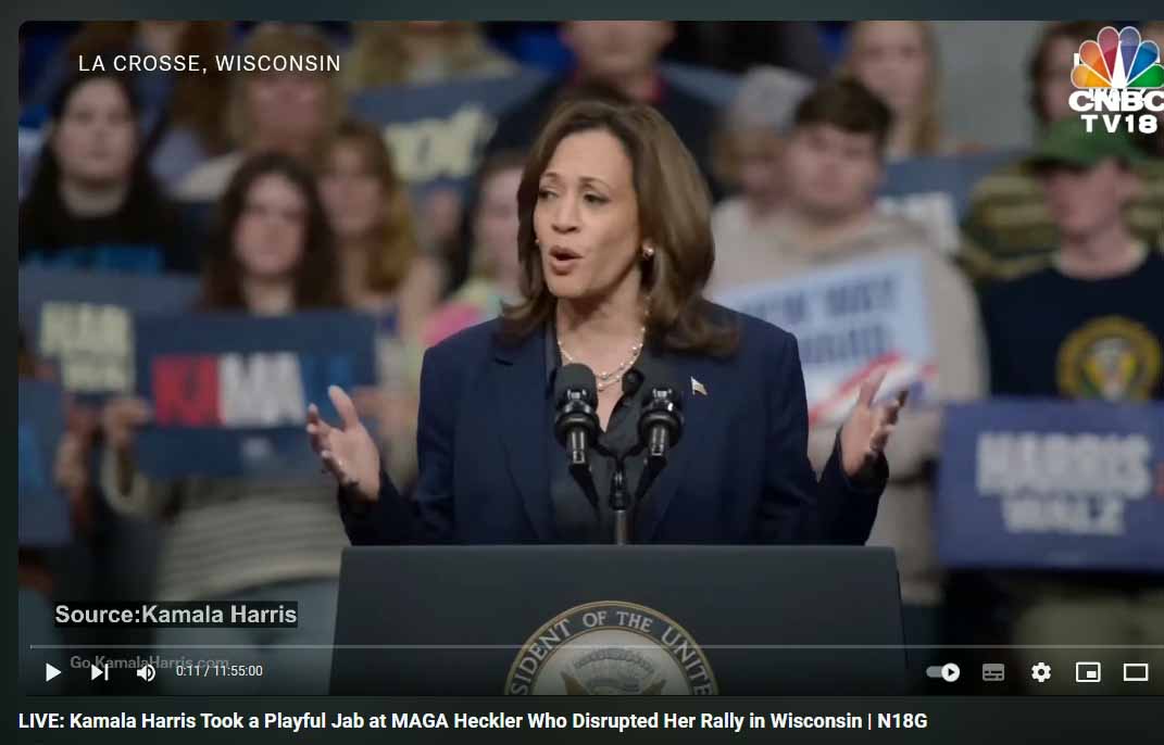 LIVE: Kamala Harris Took a Playful Jab at MAGA Heckler Who Disrupted Her Rally in Wisconsin | N18G