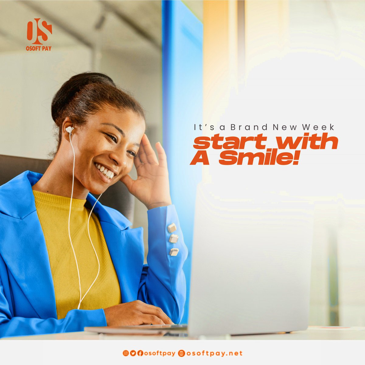 Osoftpay2's tweet photo. It's a brand new week, full of possibilities. Start with a smile and make every moment count! 

#Monday
#Brandweek
#Osoftpay
#TheFutureOfPayments https://t.co/c8FnKxnRyD