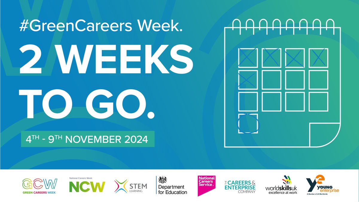 Just two weeks to go until #GreenCareersWeek 🌍

We will be joining the celebrations across our social media channels between 4 to 9 November.

Learn more about green careers ⬇️

ow.ly/HxjB50TLG35