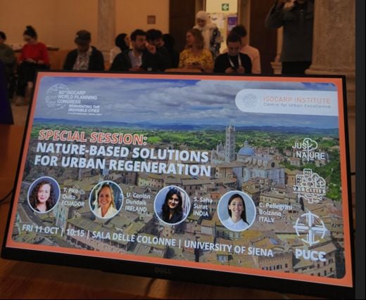 louthcoco's tweet photo. Louth County Council were delighted to be a guest speaker at the 60th ISOCARP World Planning Congress in Sienna, where the Nature Based Solutions implemented through the #Varcities project at the Dundalk Pilot site were discussed. #Louth #YourCouncil @VARCITIES1 @LocalGovIre https://t.co/MldCKUB7ao