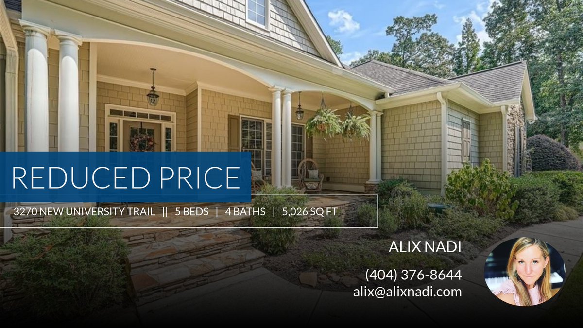 AlixSellsATL's tweet photo. 📍 Reduced Price 📍 This recently reduced home at 3270 New University Trail in Cumming won't last long, so, don't wait to set up a showing! Reach out here or at (404) 376-8644 for more information!

The Alix Nadi Team
BEST. REALT... https://t.co/XupUi67FGP https://t.co/wSaDMrZZSY