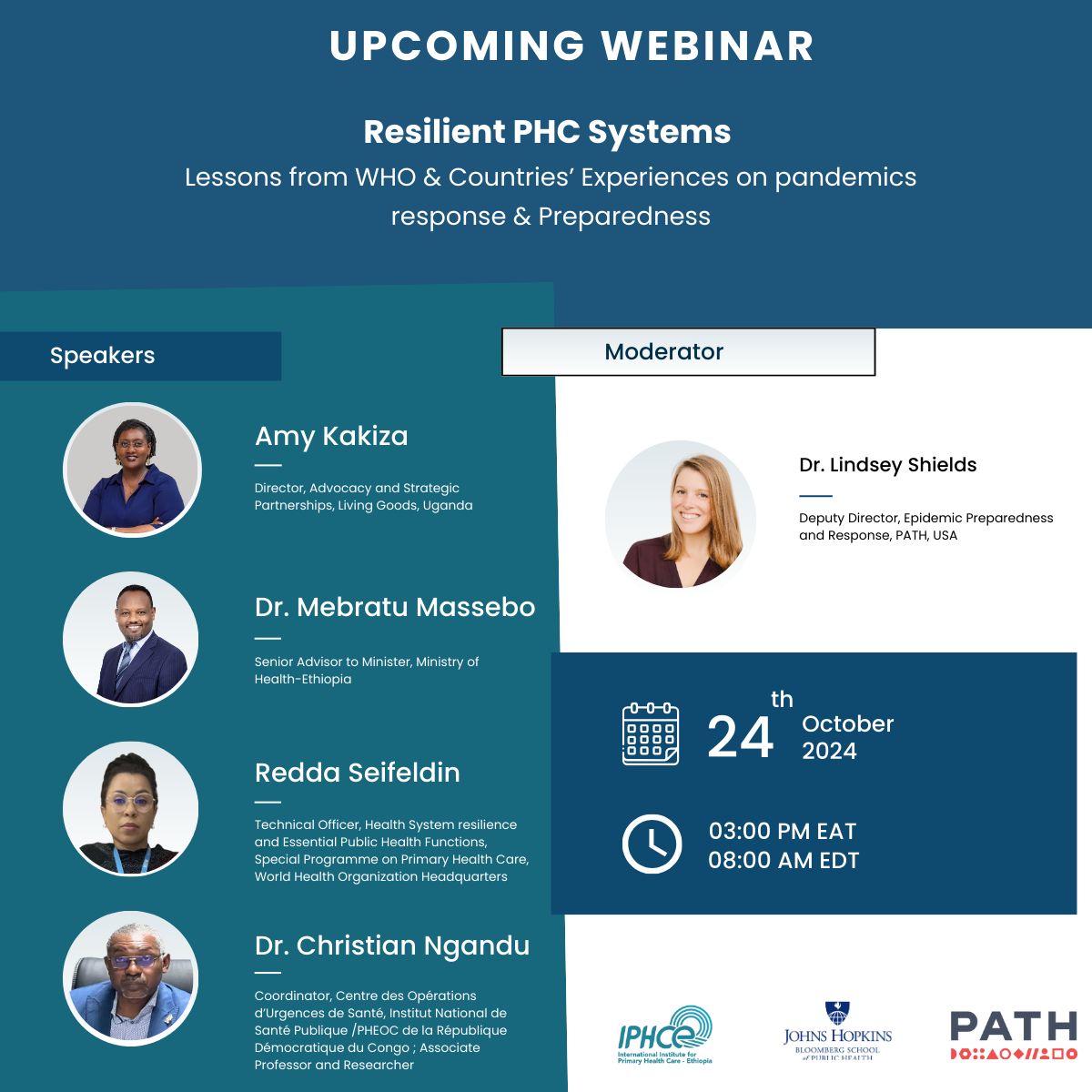PATH (@pathtweets) on Twitter photo Join @IPHCEt, <a href="/JohnsHopkinsSPH/">Johns Hopkins Bloomberg School of Public Health</a> & PATH for a webinar on strengthening PHC systems for effective epidemic preparedness and response. We'll spotlight country experiences with COVID-19 and #Ebola and how these lessons are informing the current #mpox response: bit.ly/4dUBysR Join @IPHCEt, <a href="/JohnsHopkinsSPH/">Johns Hopkins Bloomberg School of Public Health</a> & PATH for a webinar on strengthening PHC systems for effective epidemic preparedness and response. We'll spotlight country experiences with COVID-19 and #Ebola and how these lessons are informing the current #mpox response: bit.ly/4dUBysR
