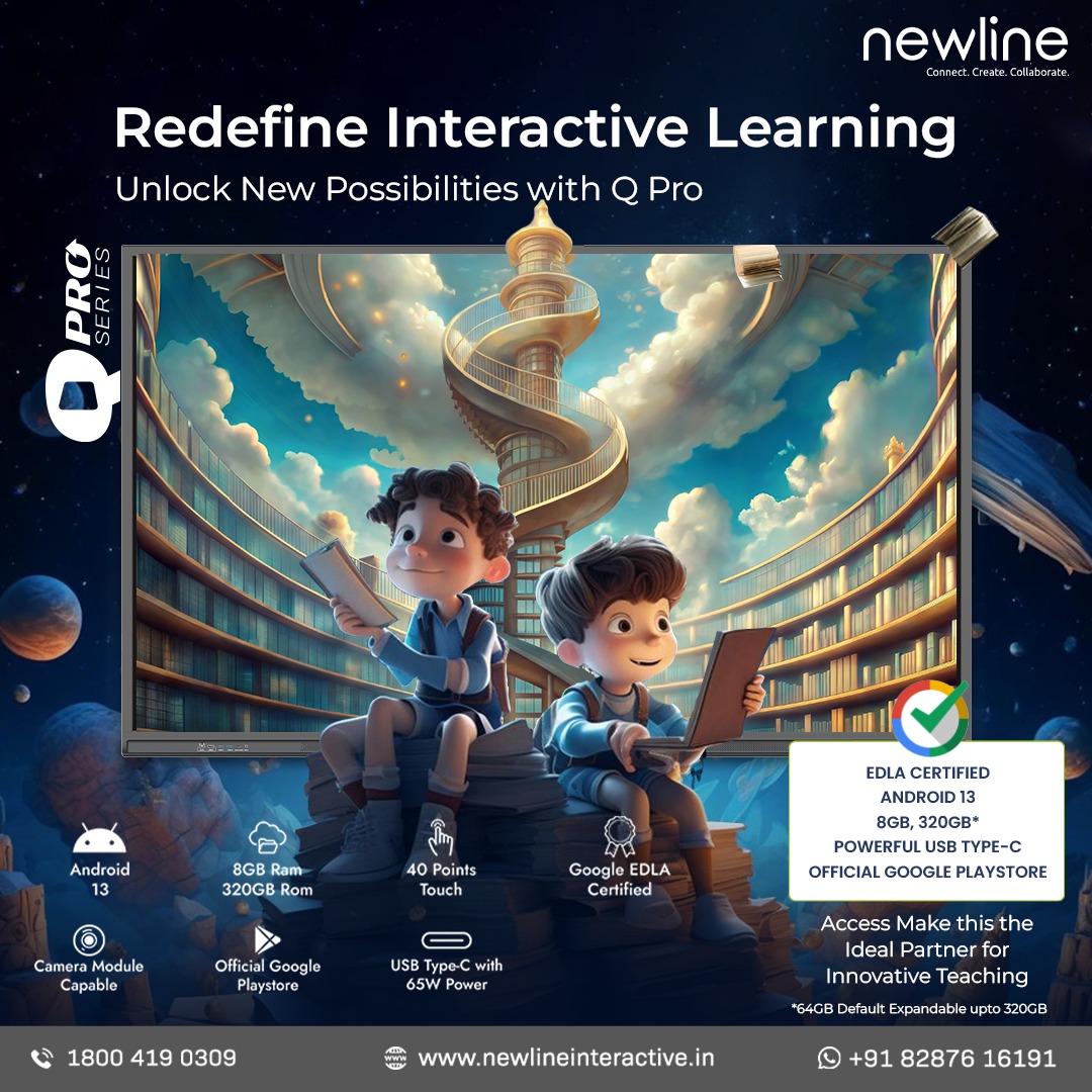 NewlineIndia's tweet image. 📚 Q Pro - Redefine Interactive Learning! 🚀

Step into the future of education with Q Pro! 💡

#QPro #InteractiveLearning #SeamlessTeaching #InnovativeEducation #SmartClassroom #TechForEducation #GoogleCertified #PowerfulLearning