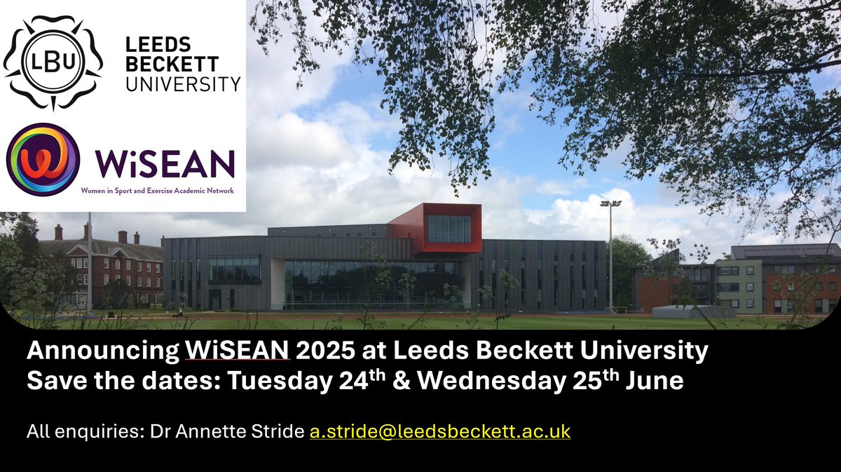 WISEAN (@wise_an) on Twitter photo 🚨Save the Date🚨
#WiSEANCONFERENCE2025 <a href="/leedsbeckett/">Leeds Beckett</a>
Our goals are clear:
🤝 A collaborative, multidisciplinary networking space
🏅 Celebrating diverse colleagues & their research on women/girls' sport
💬 Fostering learning & debate to improve all levels of women/girls’ sport 🚨Save the Date🚨
#WiSEANCONFERENCE2025 <a href="/leedsbeckett/">Leeds Beckett</a>
Our goals are clear:
🤝 A collaborative, multidisciplinary networking space
🏅 Celebrating diverse colleagues & their research on women/girls' sport
💬 Fostering learning & debate to improve all levels of women/girls’ sport
