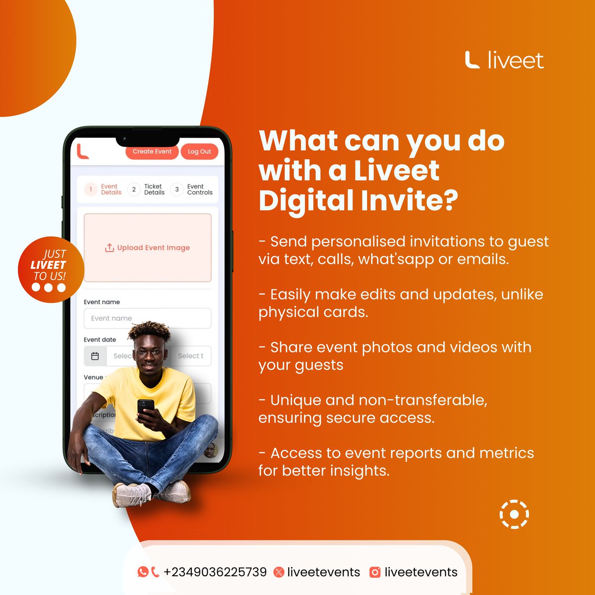 Liveetsocials's tweet photo. Use Liveet to send out unique digital invites and manage access at your events! 😍 https://t.co/nRkeM4YtlT