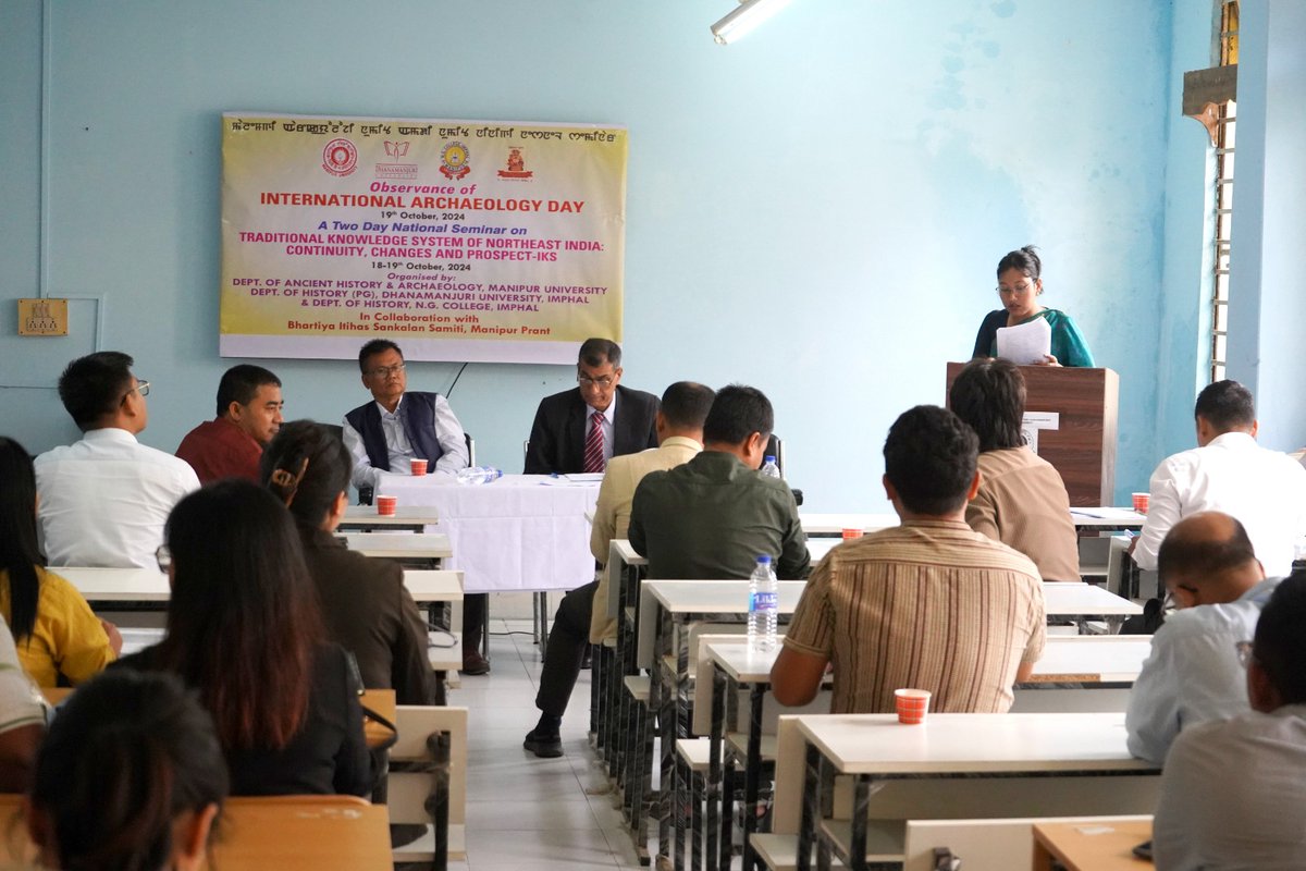 ManipurUniverse's tweet photo. 📚 Observance of #InternationalArchaeologyDay, #ManipurUniversity (Closing Day) | 19-10-2024 🎓
Closing day of the Two-Day National Seminar on Traditional Knowledge System of Northeast India: Continuity, Changes, and Prospect – #IKS.
#KnowledgeSystems #NortheastIndia https://t.co/TQ9IkSKdBj