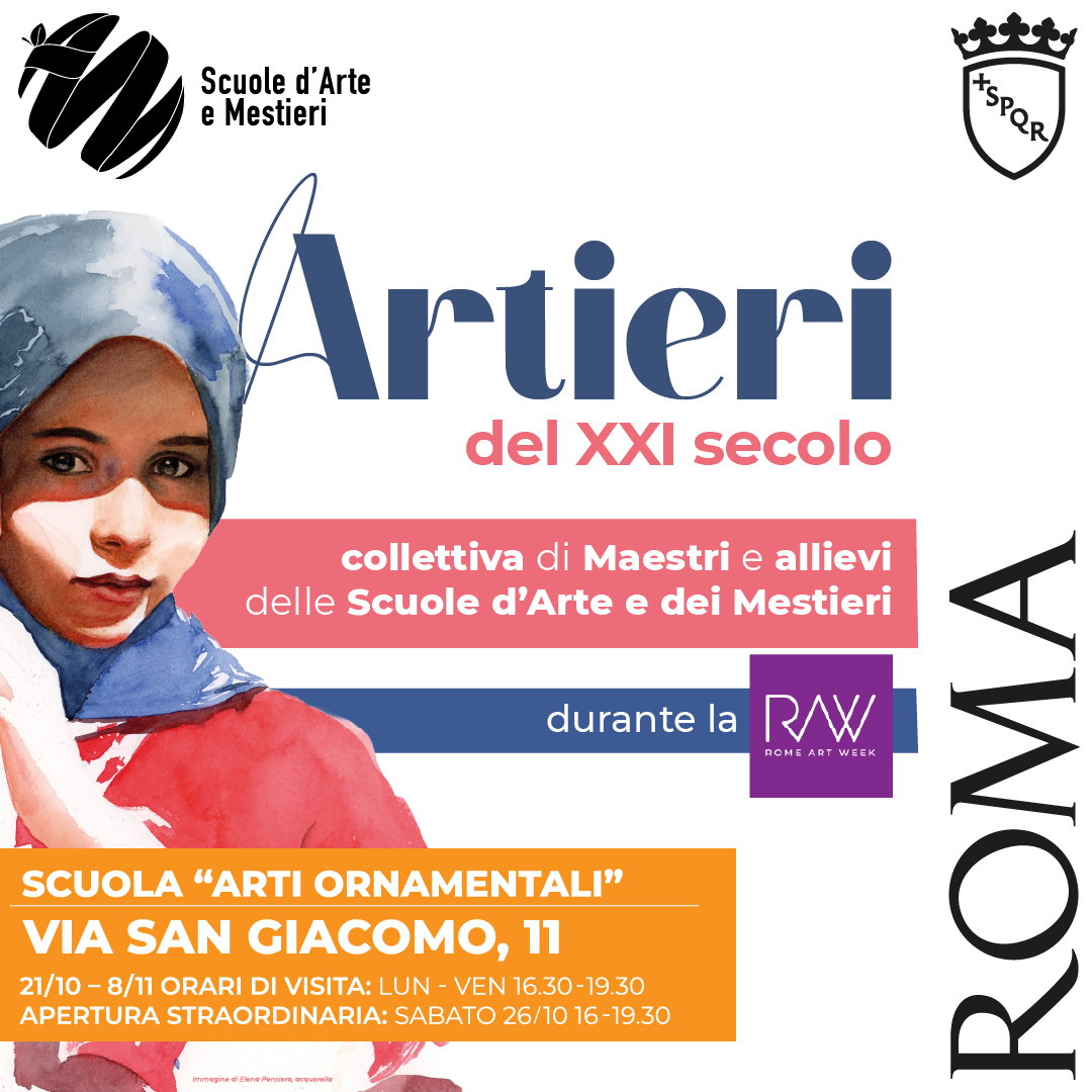 Roma's tweet photo. 🎨✂️💍 Scuole d’Arte e dei Mestieri di Roma Capitale, da oggi maestri e allievi in mostra insieme, in occasione della #RomeArtWeek. L'esposizione “Artieri del XXI secolo” illustra il percorso di ricerca dei maestri e dei 20 allievi scelti.
Info qui 👉https://t.co/m9Sbd6Jr9N https://t.co/J4X5GaUH0S