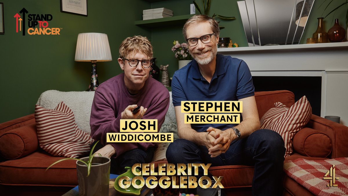 Welcoming #JoshWiddicombe and <a href="/StephenMerchant/">Stephen Merchant</a> as our first celebrity guests to #StandUpToCancer this Friday 9pm for #CelebrityGogglebox!
📺👀🕘🤩
<a href="/Channel4/">Channel 4</a> @su2cuk #SU2C #Gogglebox