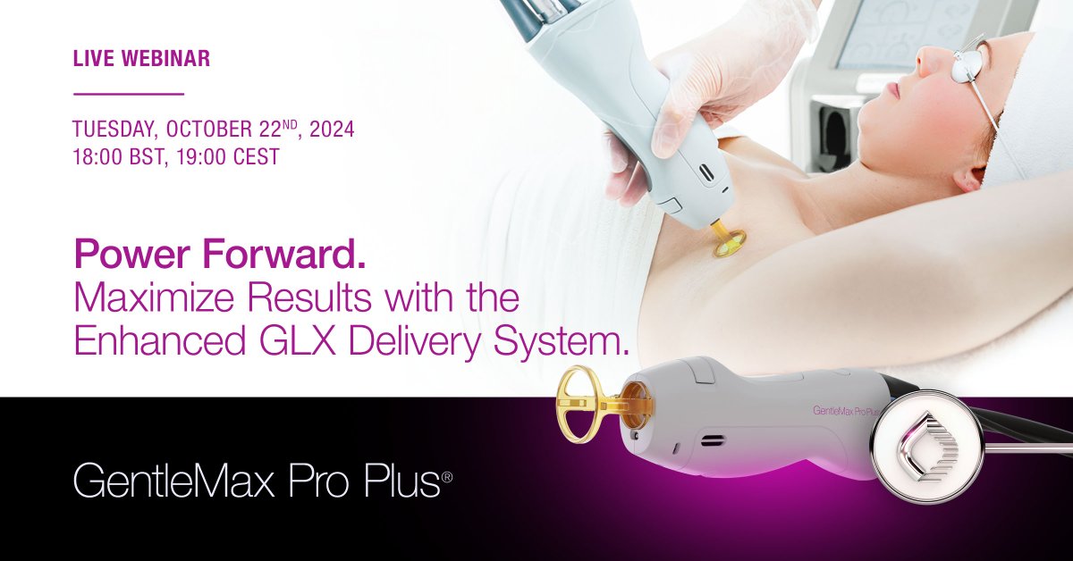 The gold standard in laser hair removal just got a major upgrade!
Join our GentleMax Pro Plus® webinar on Tuesday, October 22, 2024 @ 18:00pm UK to explore the enhanced GLX Delivery System! Learn how to boost speed, performance, and treatment outcomes.

bit.ly/3Yb3HY9