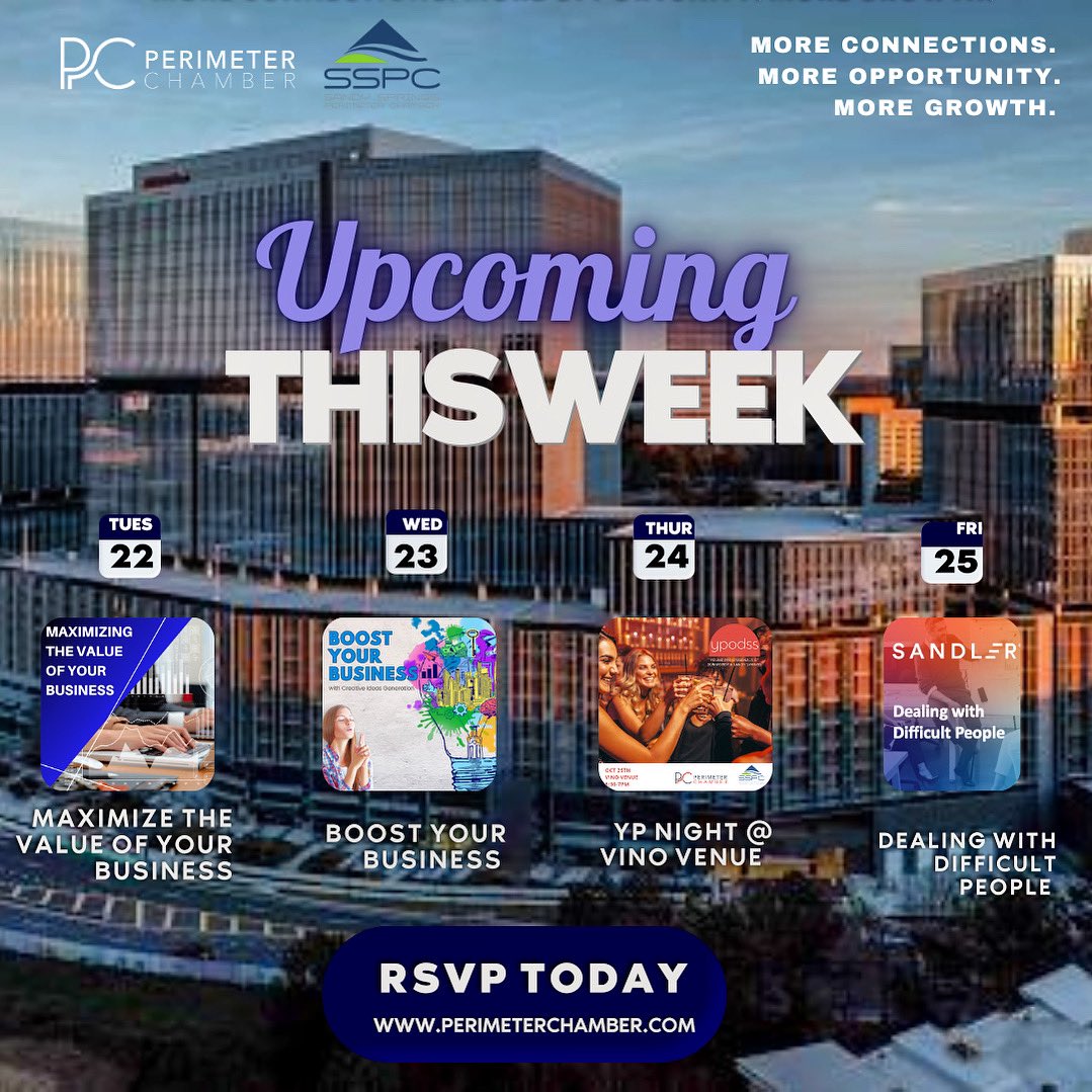 🌟 This weekend is packed with opportunities to elevate your business and connect with like-minded professionals! Join us for one or all four of our exciting events: perimeterchamber.com/events