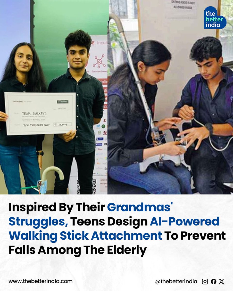 thebetterindia's tweet photo. “We wanted to build something that would be genuinely useful to our families," say Rahi Shah and Hriday Boriawala, two Class 12 students from Mumbai.
#Innovation #Walkfit #ElderlyCare #YouthInnovation #MadeInIndia #MumbaiInnovators #STEM https://t.co/XD4hYoSjjJ