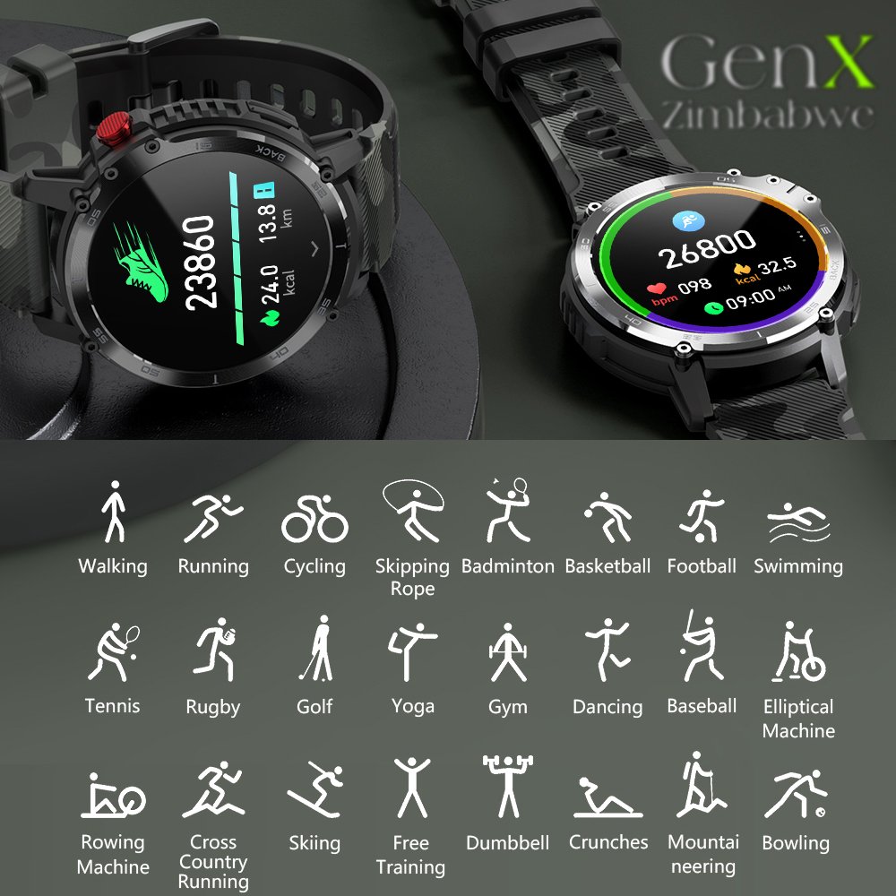 genx_zw's tweet image. This #4GB #Military #Rugged #Smartwatch is built for the adventurer in YOU! It's #waterproof, #shockproof, #dustproof with 24 #sports modes and #health monitoring!

Plus you can stay connected via #Bluetooth and never miss a beat! All for $75!

#GenX #Zimbabwe