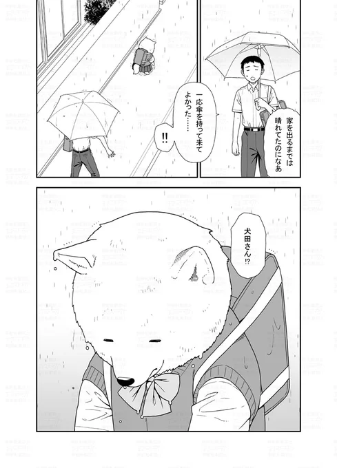 突然の雨にうたれる女の子の漫画です(1/2)
#犬田さん漫画 