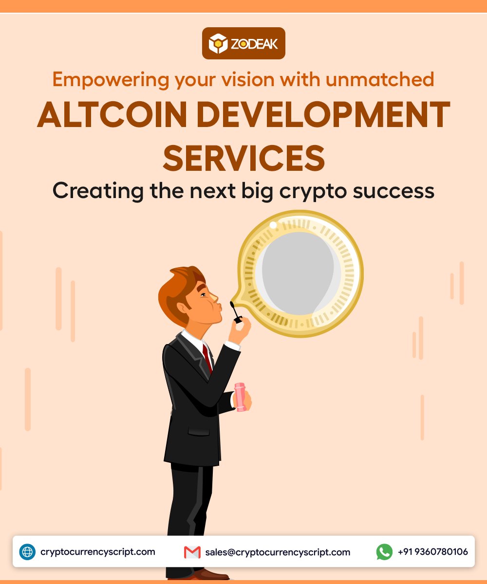 _Zodeak's tweet image. Altcoin development services are now at your fingertips. In 2024, altcoin development will emerge as a continuously evolving action. Bring your Altcoin into the crypto market with us.

Know more&amp;gt;&amp;gt;
cryptocurrencyscript.com/altcoin-develo…

#Zodeak #altcoin #altcoindevelopment #USA #crypto