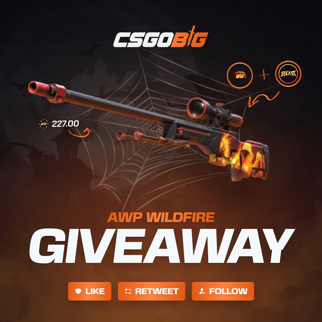 beast_bets's tweet photo. 🎉 AWP Wildfire FN Giveaway! (227 Big Coins)🎉

1️⃣ Retweet
2️⃣ Follow me &amp; @csgobig 
3⃣ Follow https://t.co/W13gFKORX7 (optional)

Winner will be picked in 7 days! ⏳ https://t.co/Rcg0KmQYto