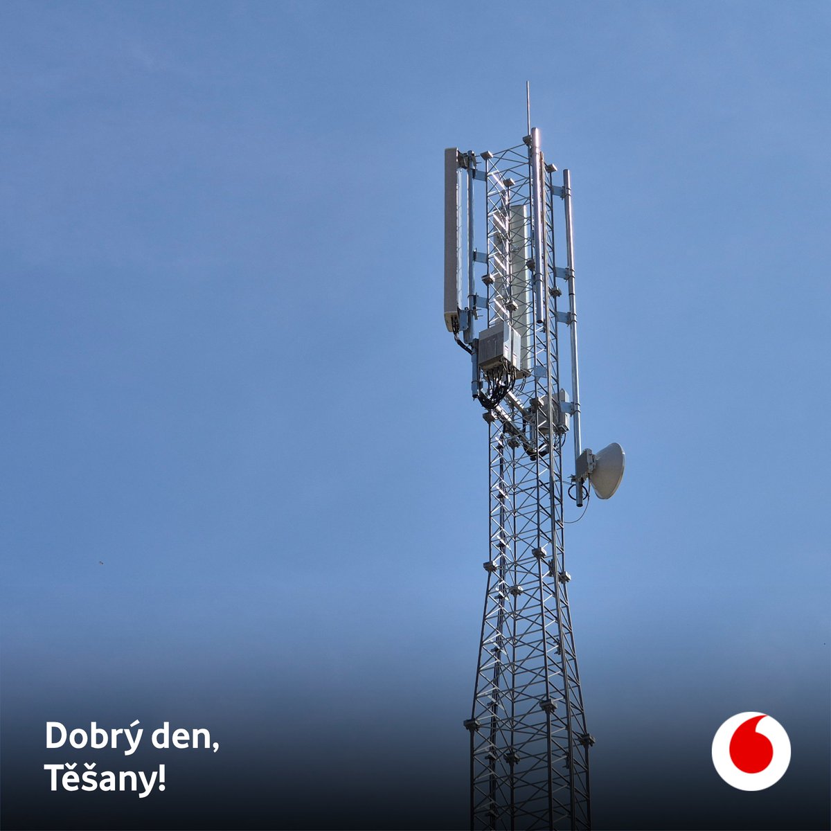 Vítejte v Těšanech na Hodonínsku.
Počet obyvatel: 1291
Počet nových vysílačů: 1
Jeho výška: 20 metrů
Doba stavby: 7 let 🥲

Ne vždy narazíme při stavbě na ideální podmínky. I když se nám v tomto případě lepila smůla na paty, tak jsme s naším plánovacím týmem boj vyhráli!