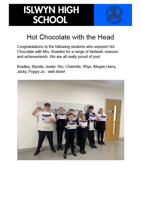 IslwynHigh's tweet photo. #HotChocolateWithTheHead https://t.co/wJvyd0joUP