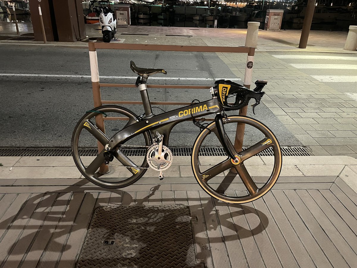 See outside a bar in Cannes last night. Quite a lot to unpack in this pub bike.