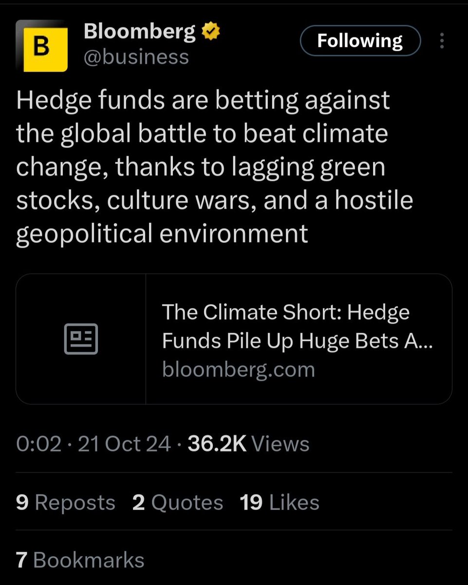 Demtheo27's tweet photo. When I saw this last night, I immediately thought #hedgefunds see a Donald Trump Victory...
#Election2024 #climatefinance #Geopolitics https://t.co/Ykfwl4G5pk