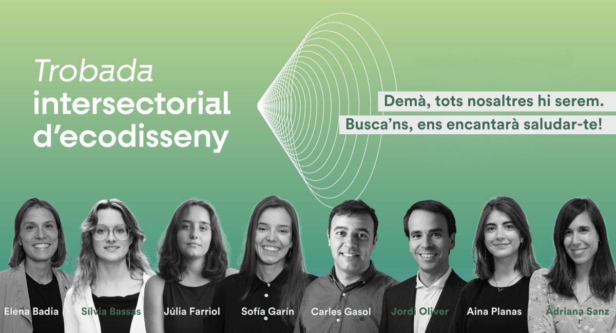 👋🏼 Demà ens trobareu a la I Trobada intersectorial d'#ecodisseny, que girarà al voltant del nou Reglament d’Ecodisseny. 

Dinamitzarem una sessió sobre com aplicar les estratègies d’ecodisseny i facilitarem una conversa sobre el PDP. 

🔗 El programa: bit.ly/3YoLkid