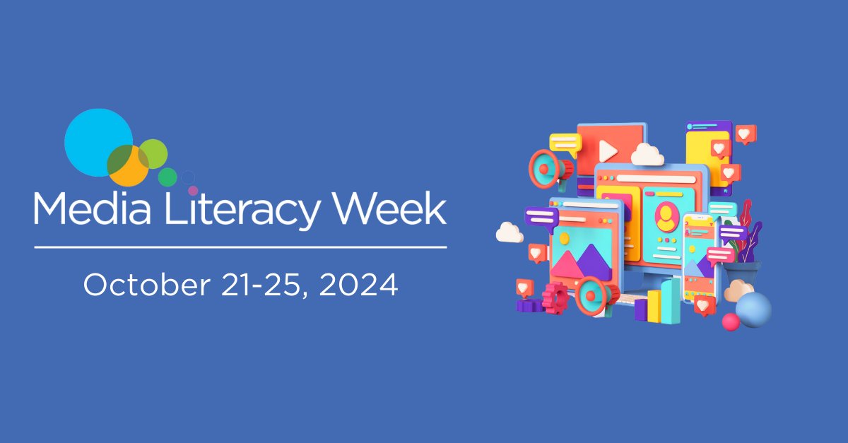 MediaSmarts's tweet photo. Happy #MediaLiteracyWeek! 🥳

We’re looking forward to five days of learning, awareness raising, skill building and more.  

Want to join in on the fun? Start here: https://t.co/nfxLppXPNr https://t.co/d5dD46IC7r