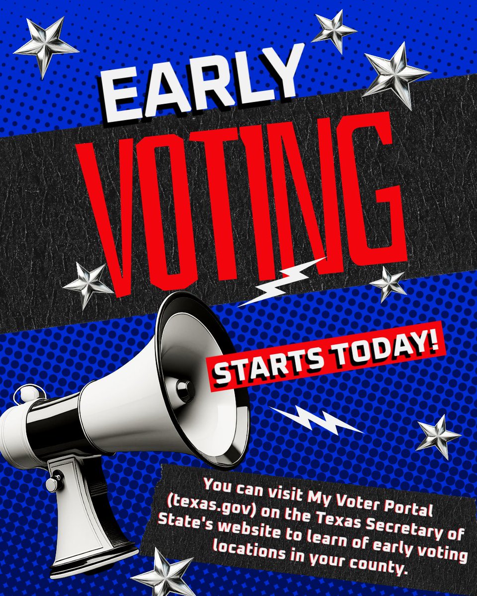 cambiotx's tweet photo. 🚨 TODAY is the day we’ve been waiting for! 🚨
Early voting starts NOW, and the time has come to officially start making your voice heard! 🗳️ Your vote is your power—use it to shape the future you want!
 Let's get out and vote! 
#VoteEarly  #TexasVotes #Election2024 https://t.co/cVThkPYsh7