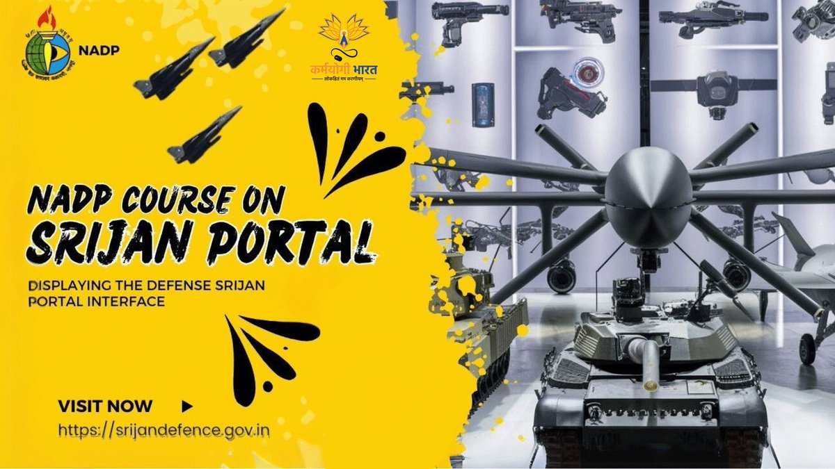 nadpnagpur's tweet image. 🚀 Explore the Srijan Defence Portal with NADP’s latest e-learning module on iGOT. Learn how to drive indigenization and self-reliance in India’s defence sector. Enroll now! 🇮🇳 

#NADP #Defence #Indigenization #NADP #Elearning