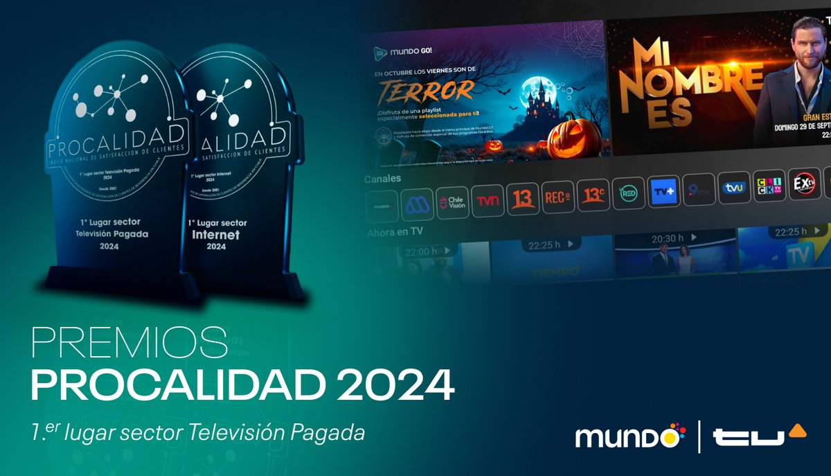 TVUP Streaming Media (@tvupmedia) on Twitter photo Nos llena de orgullo el éxito de <a href="/MundoPacifiico/">MundoPacifico</a> y ser parte de él! 🎉🌍
Como partner tecnológico detrás de su servicio de televisión, celebramos su reconocimiento en los #PremiosProCalidad 2024 🏆 como Mejor servicio de TV de pago e Internet.
📰 tvup.media/mundogo-con-la… Nos llena de orgullo el éxito de <a href="/MundoPacifiico/">MundoPacifico</a> y ser parte de él! 🎉🌍
Como partner tecnológico detrás de su servicio de televisión, celebramos su reconocimiento en los #PremiosProCalidad 2024 🏆 como Mejor servicio de TV de pago e Internet.
📰 tvup.media/mundogo-con-la…