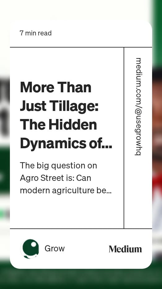 Grow (@usegrow) on Twitter photo The big question on Agro Street is: Can modern #agriculture be more than just growing crops?
It has been answered already. Checkout our recent blog post - A written form of the interview we had with <a href="/ekundayo_dami1/">EKUNDAYO Oluwadamilare, PMP</a>
medium.com/@usegrowhq/mor…
<a href="/Agriculfuture/">Agriculture Insider</a> <a href="/FmardNg/">Fed Min of Agric & Food Security</a>
<a href="/USDA_ARS/">Agricultural Research Service</a> <a href="/USDA/">Dept. of Agriculture</a> The big question on Agro Street is: Can modern #agriculture be more than just growing crops?
It has been answered already. Checkout our recent blog post - A written form of the interview we had with <a href="/ekundayo_dami1/">EKUNDAYO Oluwadamilare, PMP</a>
medium.com/@usegrowhq/mor…
<a href="/Agriculfuture/">Agriculture Insider</a> <a href="/FmardNg/">Fed Min of Agric & Food Security</a>
<a href="/USDA_ARS/">Agricultural Research Service</a> <a href="/USDA/">Dept. of Agriculture</a>