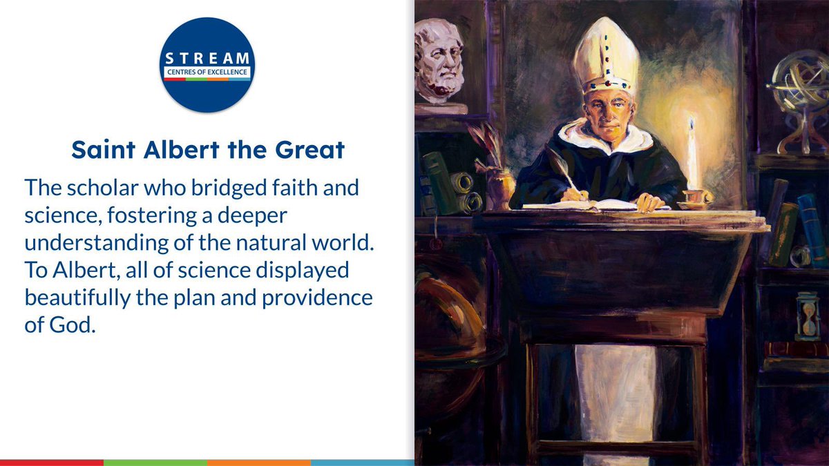 St. Albert the Great, patron of scientists, pioneered natural sciences. His innovative approach bridged faith and reason, inspiring generations of STREAM leaders to seek truth through science and faith #Innovation #ScienceAndFaith #ycdsbstream