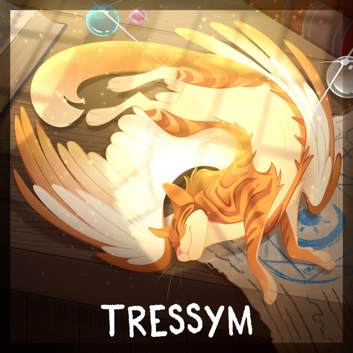 Arianwen44's tweet image. Day 21 - Tressym - time to curl up with a good spell book and be cozy! (Looks like a lot of wing art this week…) 📚🥰 #MonsterMonth #tressym #DnD