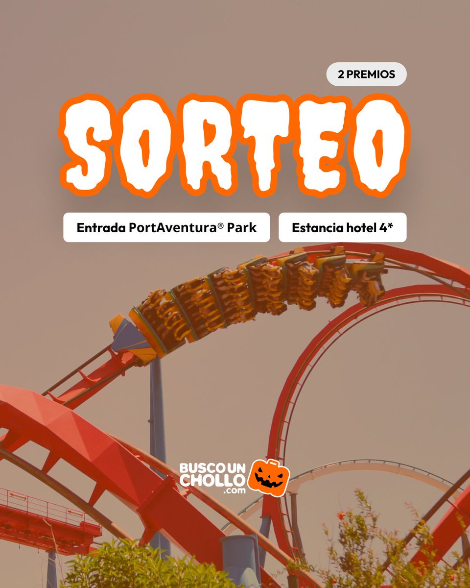 BuscoUnChollo's tweet photo. 🎢  ¡S O R T E A Z O  con mucha 𝗔𝗗𝗥𝗘𝗡𝗔𝗟𝗜𝗡𝗔! 🎁 Prepárate porque este Halloween te traemos 2 premios para disfrutar de 𝗣𝗼𝗿𝘁𝗔𝘃𝗲𝗻𝘁𝘂𝗿𝗮® 𝗣𝗮𝗿𝗸 y 𝗙𝗲𝗿𝗿𝗮𝗿𝗶 𝗟𝗮𝗻𝗱 🎢 Bases legales 👉 https://t.co/LfPxkHUHv8

👻 𝗣𝗿𝗲𝗺𝗶𝗼 𝟭: 1 noche en un Hotel 4* dentro del Resort de PortAventura World en régimen de Alojamiento y Desayuno para 2 personas + Acceso ilimitado a PortAventura Park y 1 acceso a Ferrari Land.

🎃 𝗣𝗿𝗲𝗺𝗶𝗼 𝟮: 2 noches en un Ponient Hotel 4* en régimen de Media Pensión para 2 personas + 1 entrada de 1 día en PortAventura Park + Ferrari Land (el mismo día).

PARTICIPA y GANA así:
📨 Suscribirte o estar suscrito a nuestra Newsletter
❤️ Haz retweet a este tweet
😉 Síguenos @BuscoUnChollo

💌 Puedes suscribirte a nuestra Newsletter informativa de forma gratuita haciendo clic en el enlace ➡ https://t.co/sPKYfY7wMg