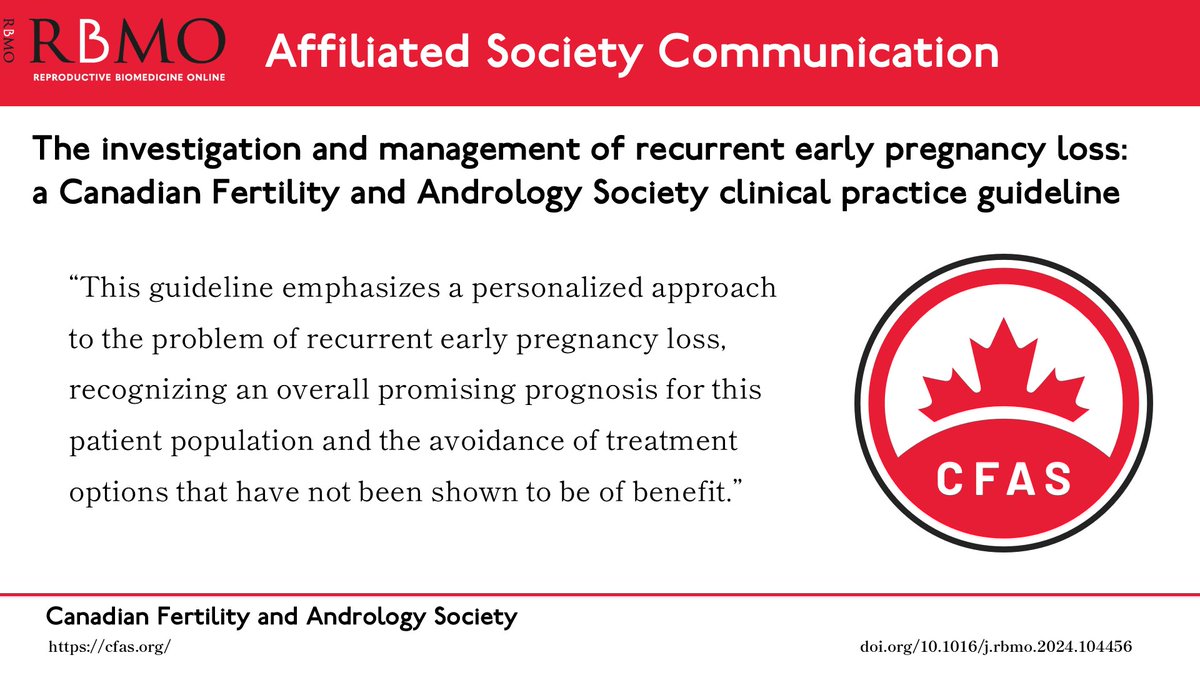 Reproductive BioMedicine Online (@rbmonline) on Twitter photo This new Guideline from our Affiliated Society Partner,  @cdnfertility, emphasizes a personalized approach to the problem of REPL recognizing an overall promising prognosis and the avoidance of treatment options that have not been shown to be of benefit.
doi.org/10.1016/j.rbmo… This new Guideline from our Affiliated Society Partner,  @cdnfertility, emphasizes a personalized approach to the problem of REPL recognizing an overall promising prognosis and the avoidance of treatment options that have not been shown to be of benefit.
doi.org/10.1016/j.rbmo…