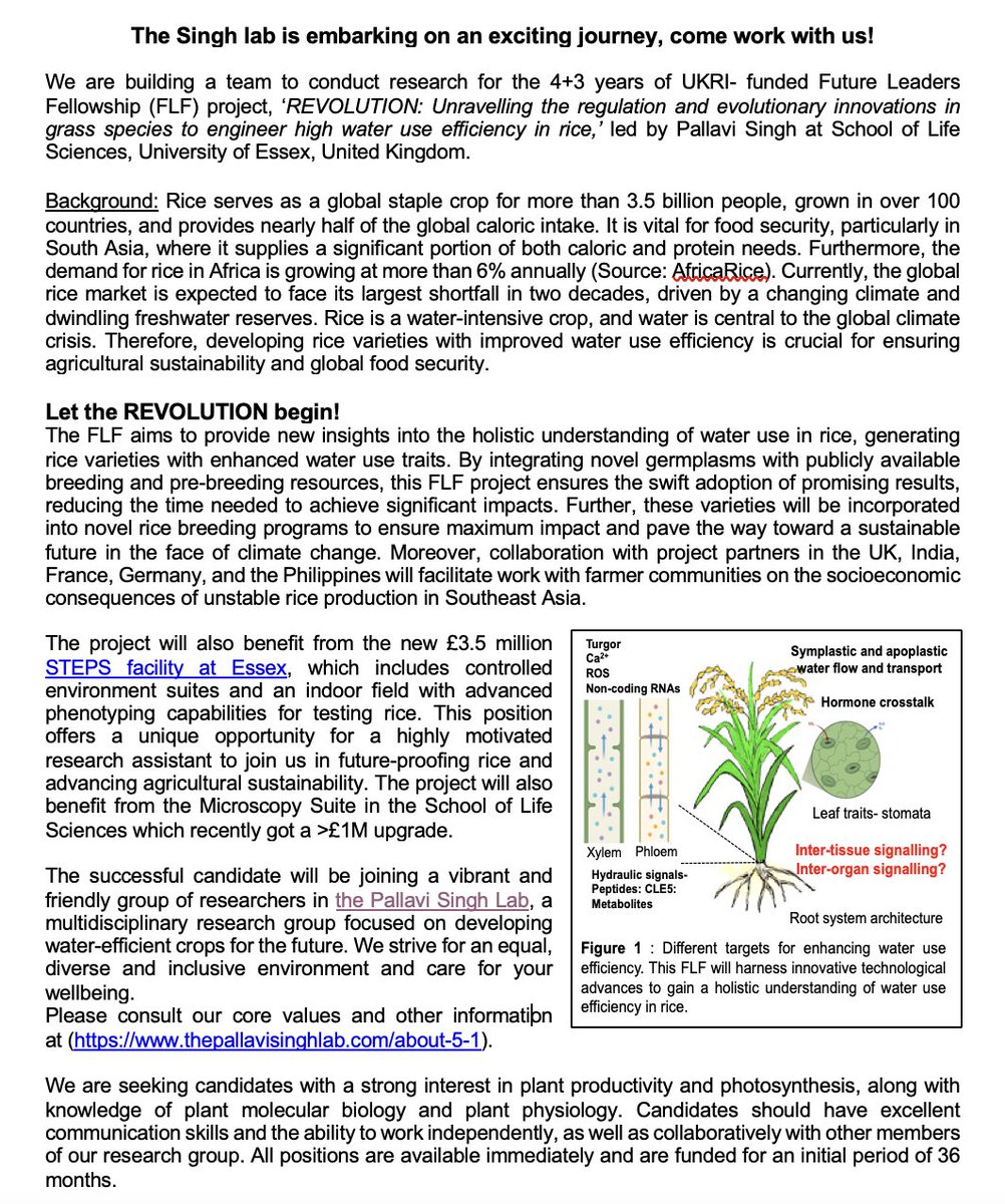 Pallavi Singh (@thepallavisingh) on Twitter photo Please RT and spread the word!
Singh lab is expanding and still time to apply online.
2xPDRAs
vacancies.essex.ac.uk/tlive_webrecru…
vacancies.essex.ac.uk/tlive_webrecru…
1 Research Assistant
vacancies.essex.ac.uk/tlive_webrecru…
Please feel free to email me (pallavi.singh@essex.ac.uk) for informal
inquiries. Please RT and spread the word!
Singh lab is expanding and still time to apply online.
2xPDRAs
vacancies.essex.ac.uk/tlive_webrecru…
vacancies.essex.ac.uk/tlive_webrecru…
1 Research Assistant
vacancies.essex.ac.uk/tlive_webrecru…
Please feel free to email me (pallavi.singh@essex.ac.uk) for informal
inquiries.