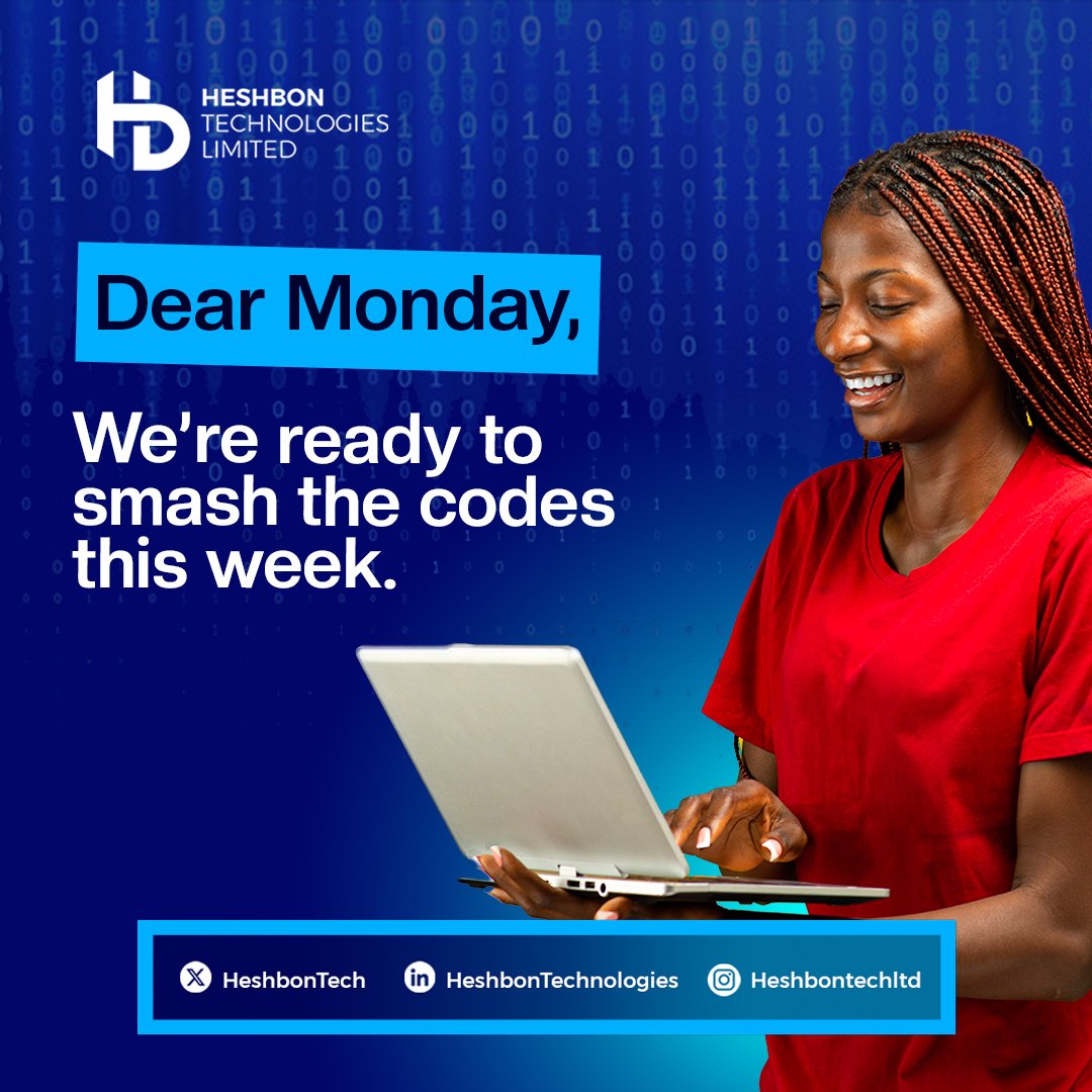 HeshbonTech's tweet photo. Let's start strong this Monday cos every Monday is a fresh opportunity to upgrade our skills and innovate the future. Today should count, friends!!!

#heshbontechnologies #softwaredeveloper #explorepage #mondaymotivation #tech #innovation #explore https://t.co/I4eRvRzDo4