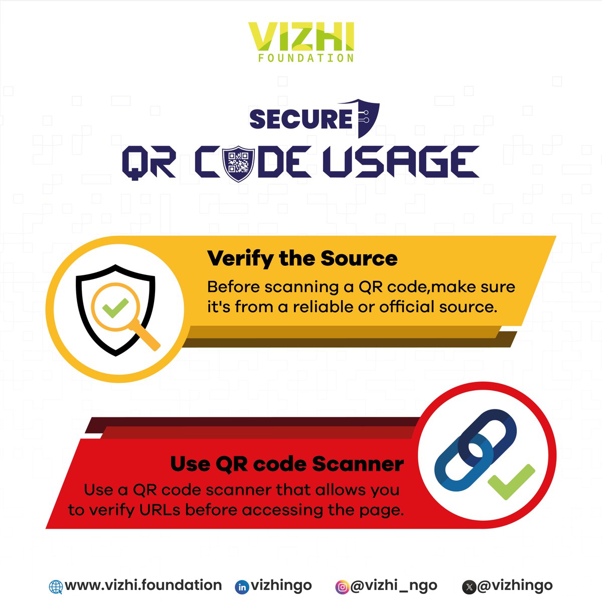 vizhingo's tweet photo. "Safe Scanning Starts with You: Be Cautious with Unfamiliar QR Codes"  
#vizhifoundation #digitalwellbeing #securescanning #qrcodesafety #dataprotection #verifybeforeyouscan #socialmedia #teens #teenslifestyle https://t.co/l3dw0KiutU