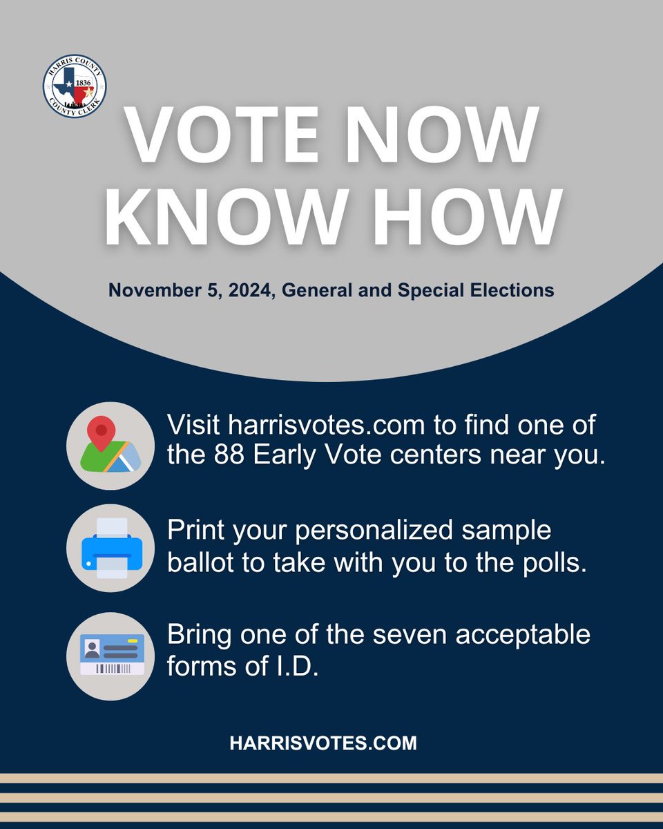 HarrisVotes's tweet photo. 🗳️ The wait is over – Early Voting begins TODAY! 🗳️
With 88 early voting centers across the county, you can vote anywhere! ✅

Find your nearest voting location: https://t.co/8qx75WEFi7. #harrisvptes #elections2024 #harriscountyclerksoffice https://t.co/mv1dP5tkE8