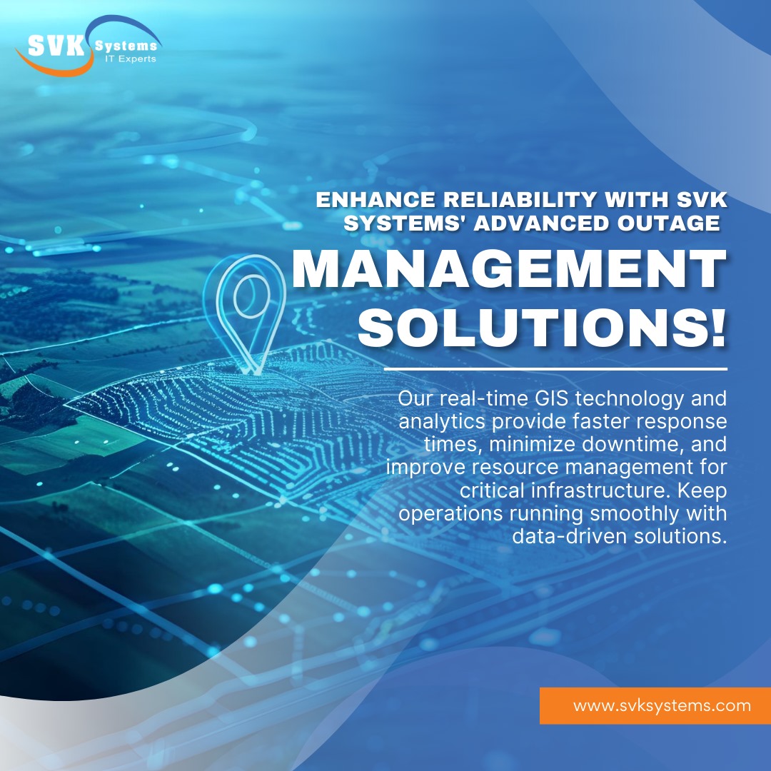 SVK_Systems_Inc's tweet image. 𝐄𝐧𝐡𝐚𝐧𝐜𝐞 𝐫𝐞𝐥𝐢𝐚𝐛𝐢𝐥𝐢𝐭𝐲 𝐰𝐢𝐭𝐡 𝐒𝐕𝐊 𝐒𝐲𝐬𝐭𝐞𝐦𝐬&apos; 𝐚𝐝𝐯𝐚𝐧𝐜𝐞𝐝 𝐎𝐮𝐭𝐚𝐠𝐞 𝐌𝐚𝐧𝐚𝐠𝐞𝐦𝐞𝐧𝐭 𝐒𝐨𝐥𝐮𝐭𝐢𝐨𝐧𝐬!
#RealTimeGIS #GISAnalytics #FasterResponse #MinimizeDowntime #ResourceManagement #CriticalInfrastructure #DataDrivenSolutions  #SVKSystems