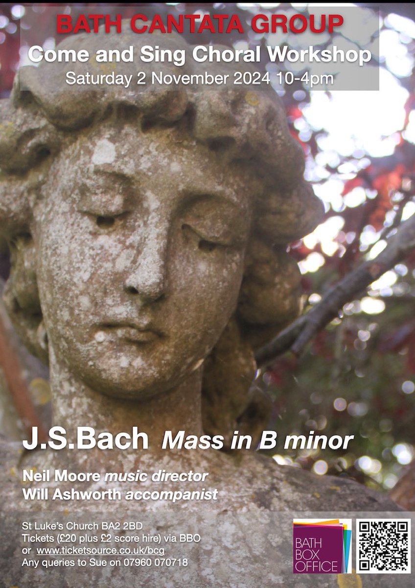 Our come and sing choral workshop is on Saturday week 2nd of November. All welcome to sing this incredible work - Bach’s B minor Mass
