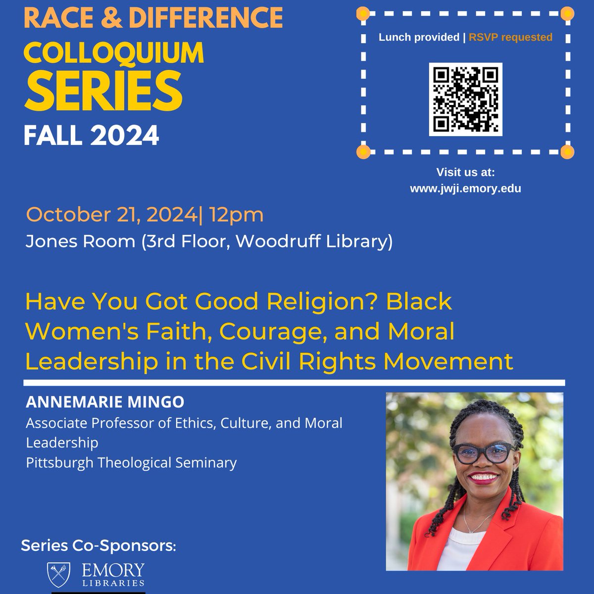 Emory College (@emorycollege) on Twitter photo Our friends <a href="/JWJIEmory/">JWJI Emory</a> <a href="/annemariemingo/">AnneMarie Mingo</a> at noon TODAY (10/21) to share the stories of civil rights era Black Churchwomen who risked their lives to change our world. The free event includes lunch, but RSVP is required: bit.ly/4fdm7Nk Our friends <a href="/JWJIEmory/">JWJI Emory</a> <a href="/annemariemingo/">AnneMarie Mingo</a> at noon TODAY (10/21) to share the stories of civil rights era Black Churchwomen who risked their lives to change our world. The free event includes lunch, but RSVP is required: bit.ly/4fdm7Nk