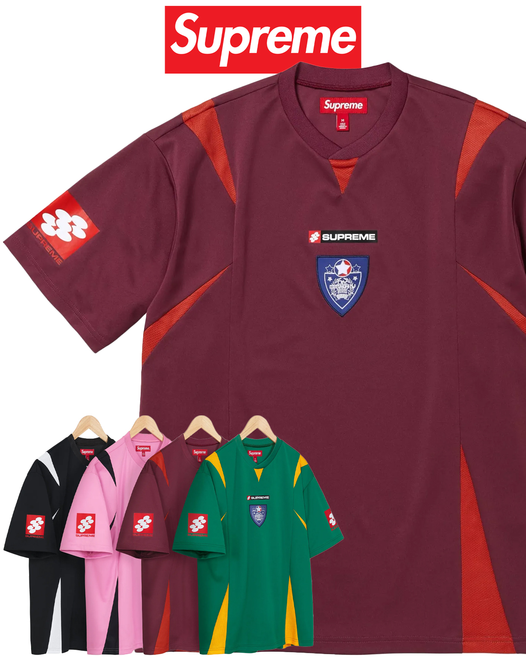ウェア Supreme Crest Soccer Jersey Supreme Crest Soccer Jersey | Red | FARFETCH